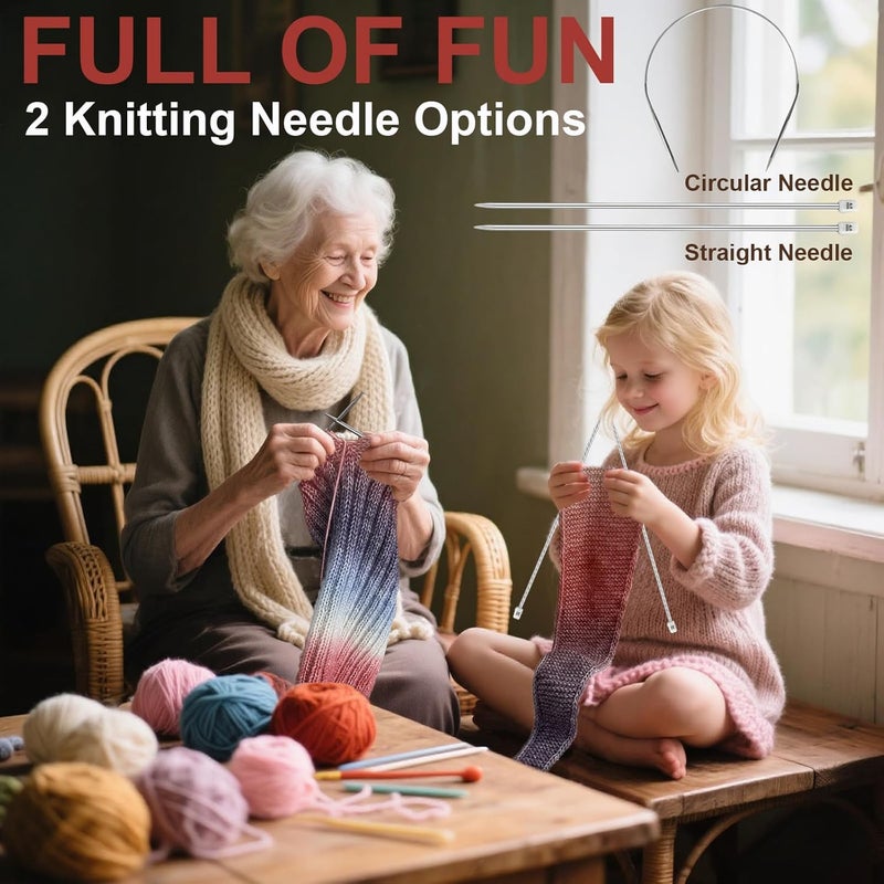 Kitcroet Knitting Kit for Beginners, Complete Beginner Knitting Kit Including Knitting Needles Set, Soft Gradiant Cake Yarn, Learn to Knit Scarf, Beanie, Mittens with Step by Step Video Tutorials - Image 4